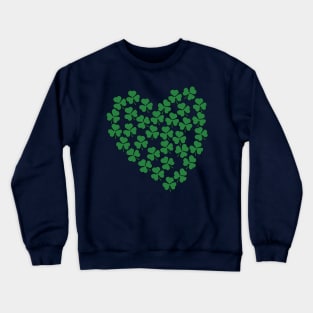 Green Shamrock Heart St Patricks Day Crewneck Sweatshirt